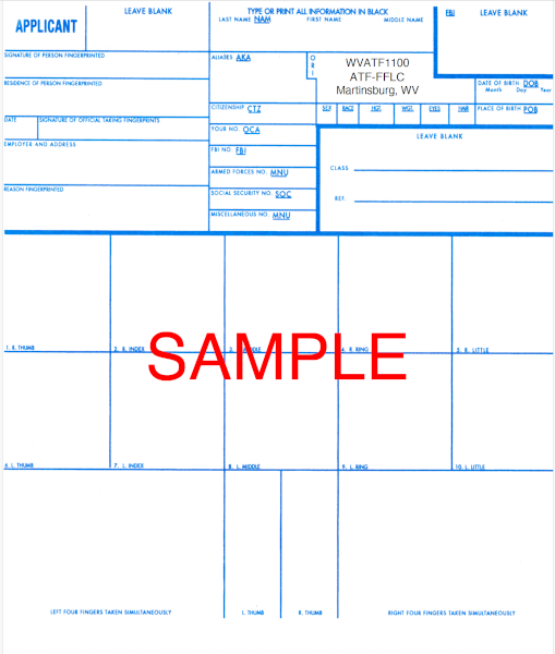ATF Fingerprint Card